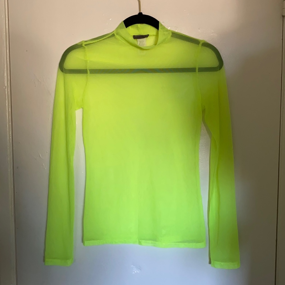 Neon Yellow sheer long sleeve top 🌼